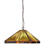 Capulina Tiffany Pendant Lights,2 Light Large 16 Wide Stained Glass Hanging Lamp,Antique Rustic Style for Kitchen Island Counter Dining Room Hallway